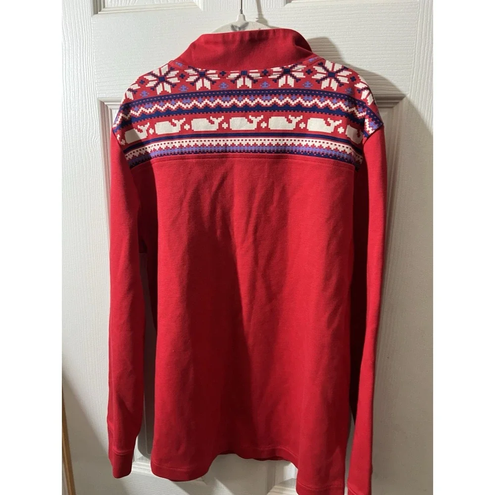 Vineyard Vines Kids L/S Red 1/4 Zip‎ Pullover Large Whale Shoulder